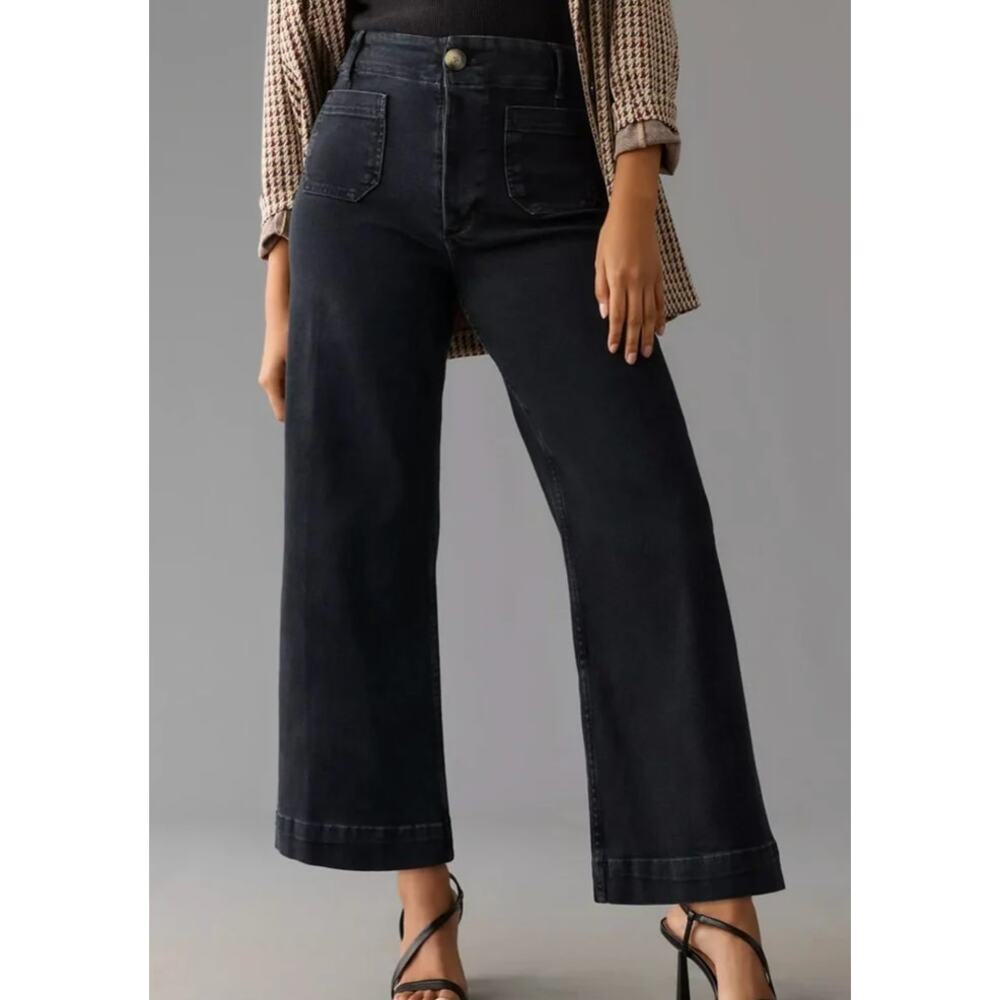 MAEVE The Colette Denim Cropped Jeans in Black Size 30